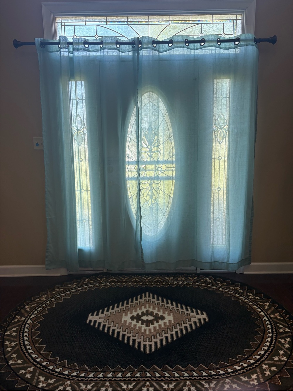 Sheer Light Turquoise Grommet Curtain Panel - Home Accents